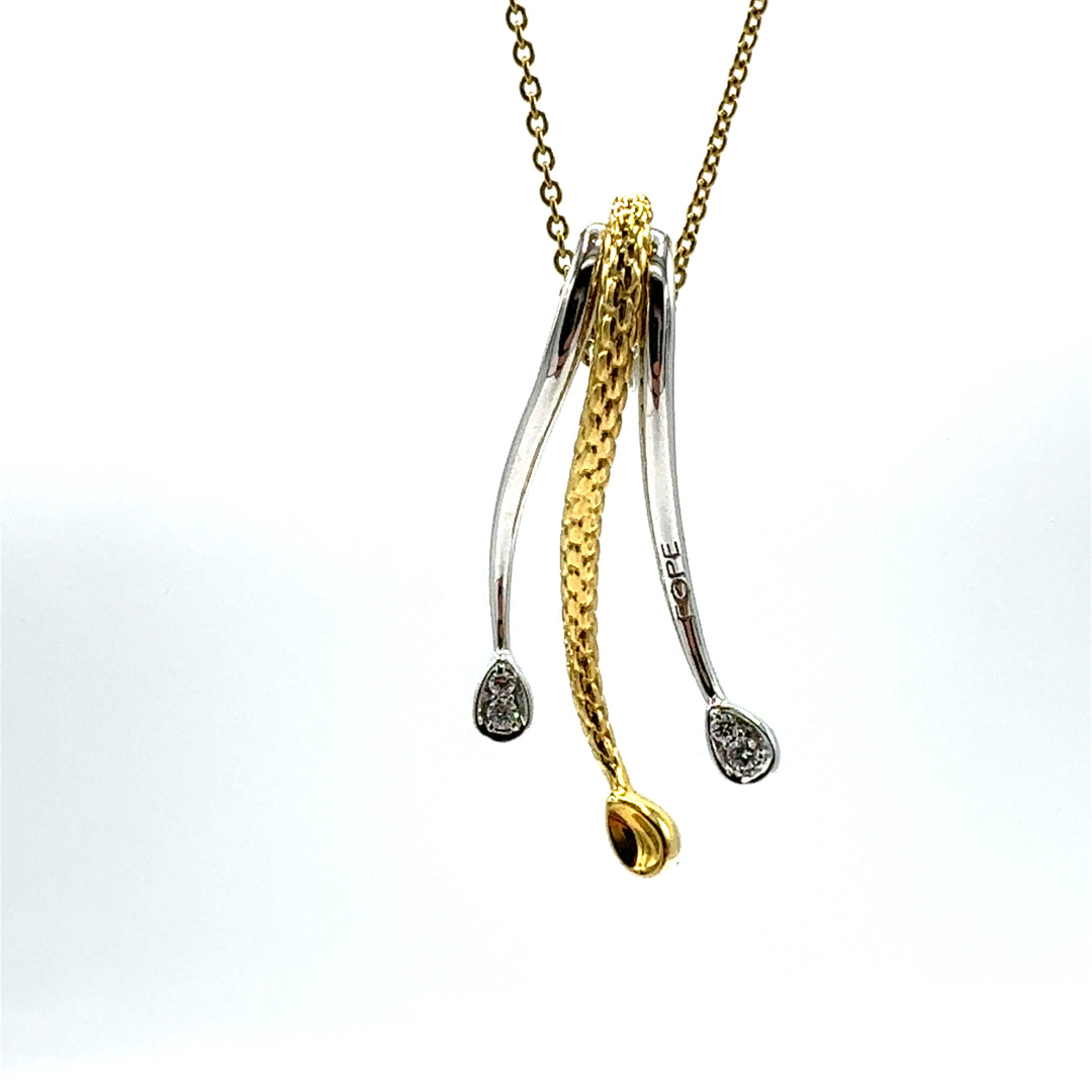 Collana Fope Pendente Oro Bicolore