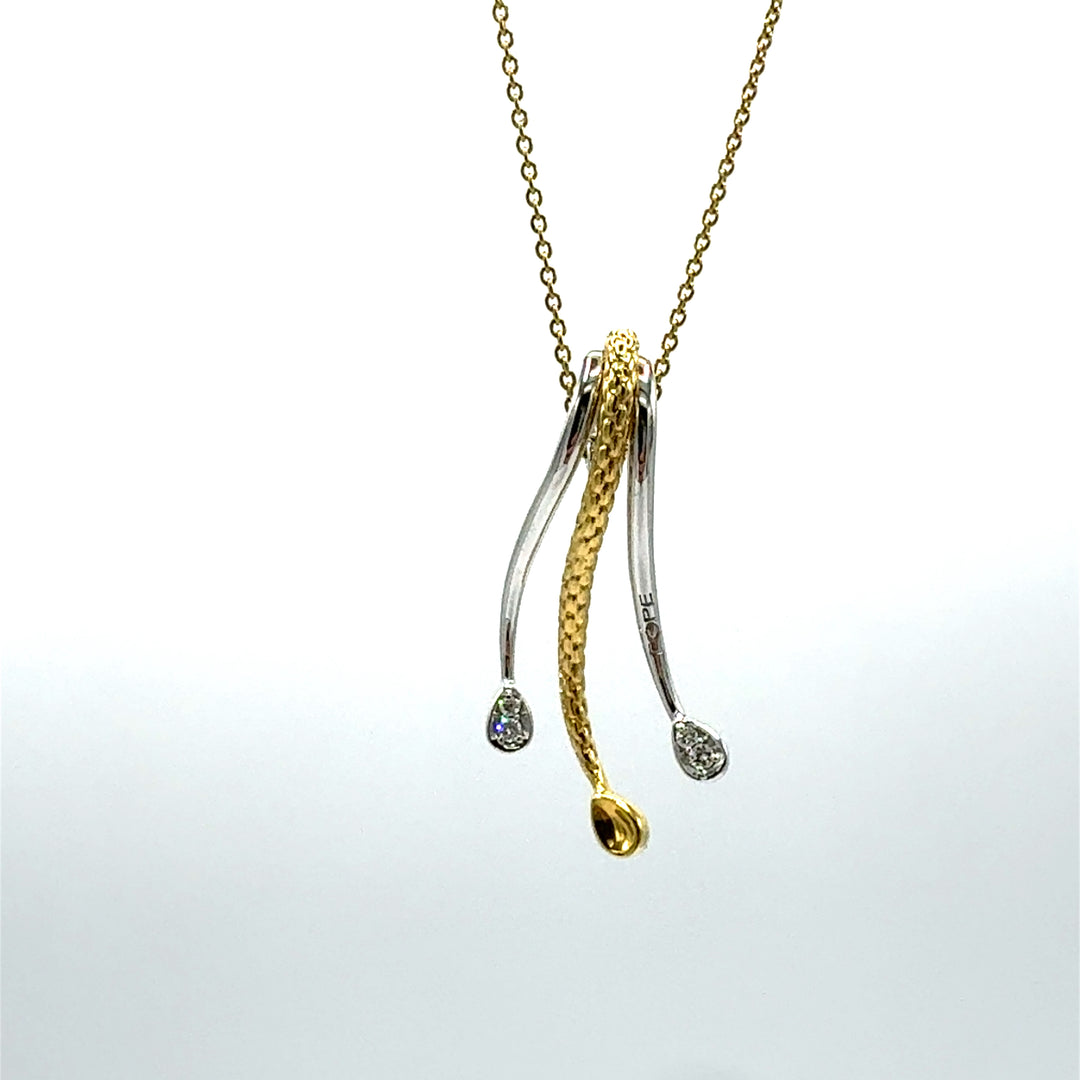 Collana Fope Pendente Oro Bicolore