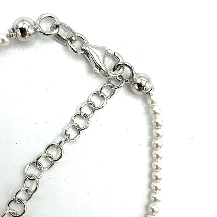 Bracciale Perle Sintetiche 2 mm  Argento