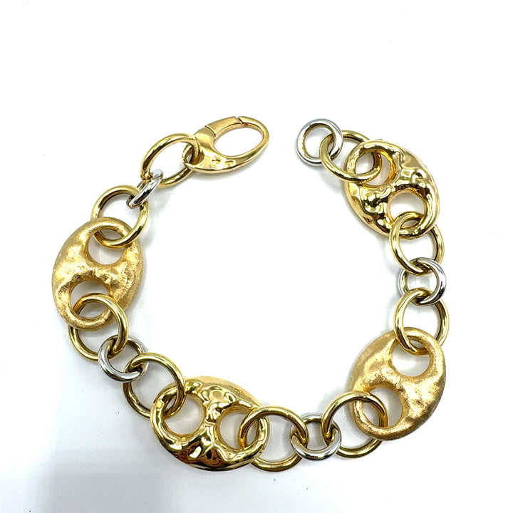 Bracciale Catena Oro Giallo  e Bianco