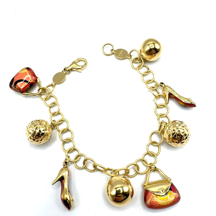 Bracciale Rolò Oro Giallo Pendenti Smalti