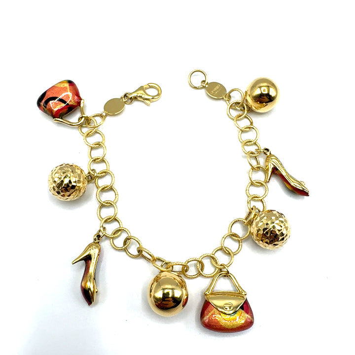 Bracciale Rolò Oro Giallo Pendenti Smalti