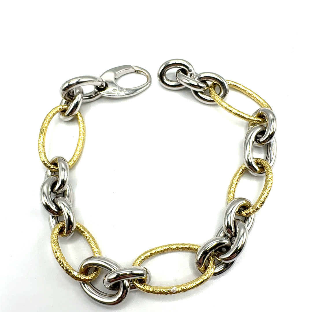 Bracciale Catena Oro Giallo  e Bianco