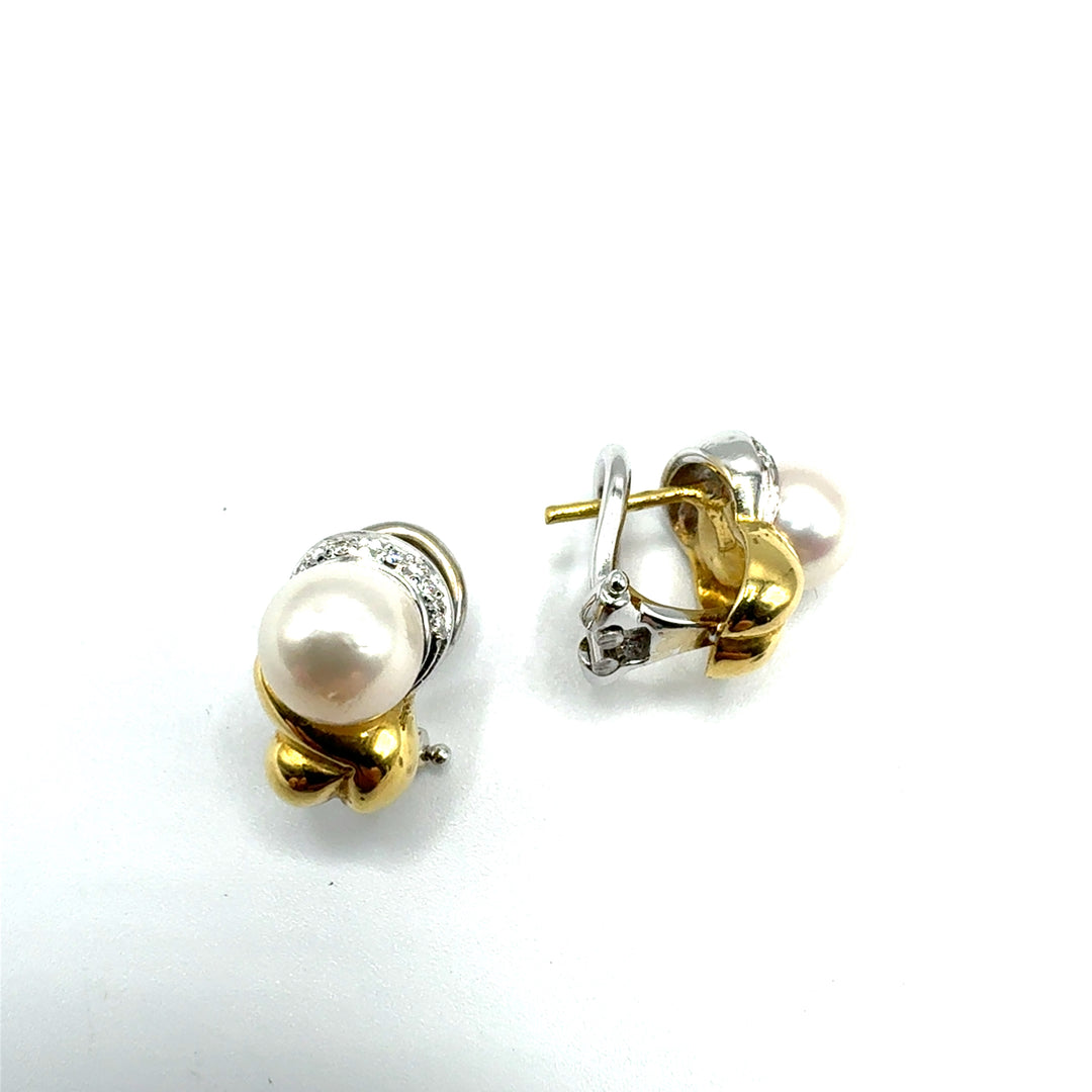 Orecchini  Oro Giallo Perla e Diamanti