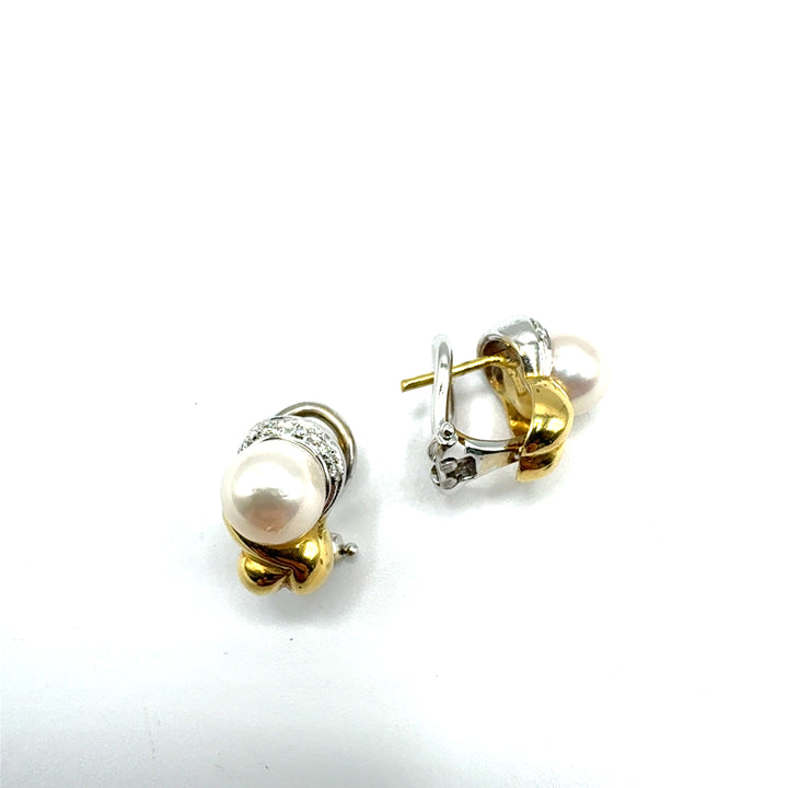 Orecchini  Oro Giallo Perla e Diamanti