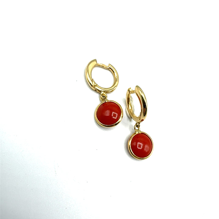 Orecchini Oro Giallo Corallo