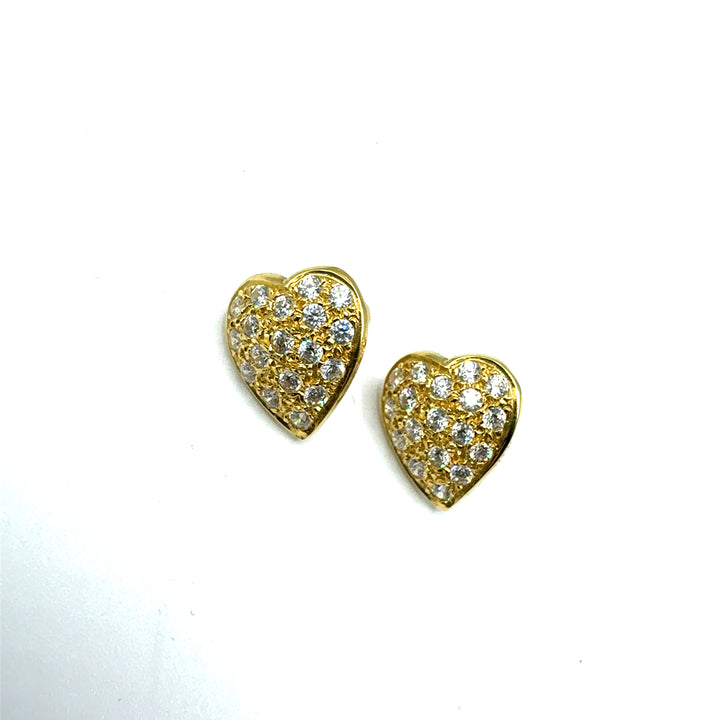 Orecchini Oro Giallo Cuore Zirconati