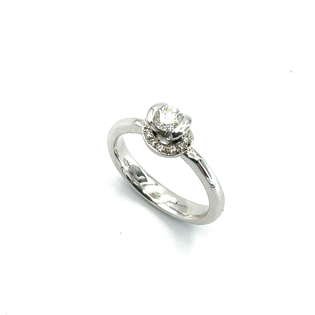 Anello Solitario  Oro Bianco