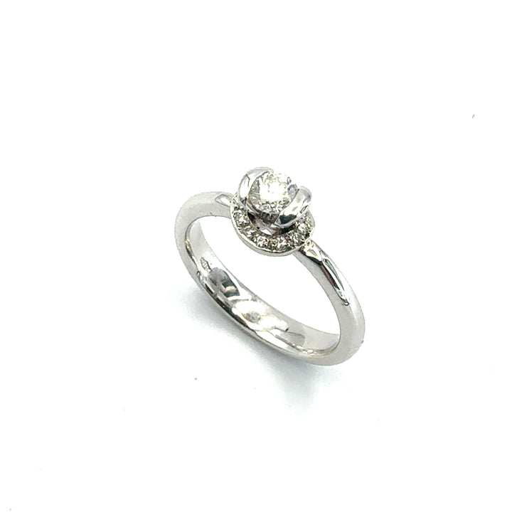 Anello Solitario  Oro Bianco