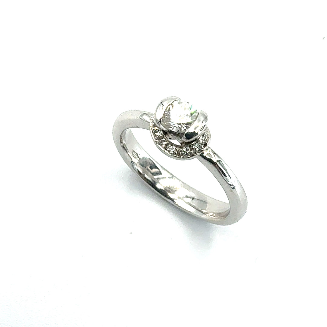 Anello Solitario  Oro Bianco