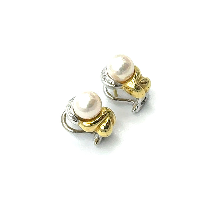 Orecchini Oro  Giallo e Bianco  Perla