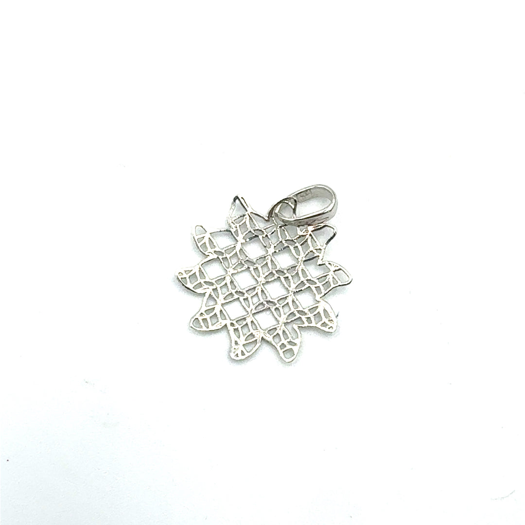 Woman Cross Pendant in White Gold and Zircons