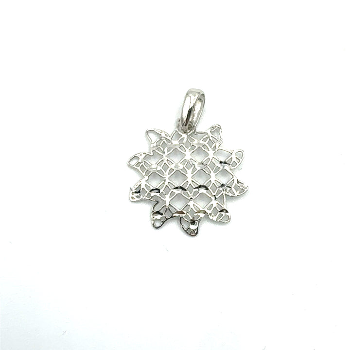 Woman Cross Pendant in White Gold and Zircons