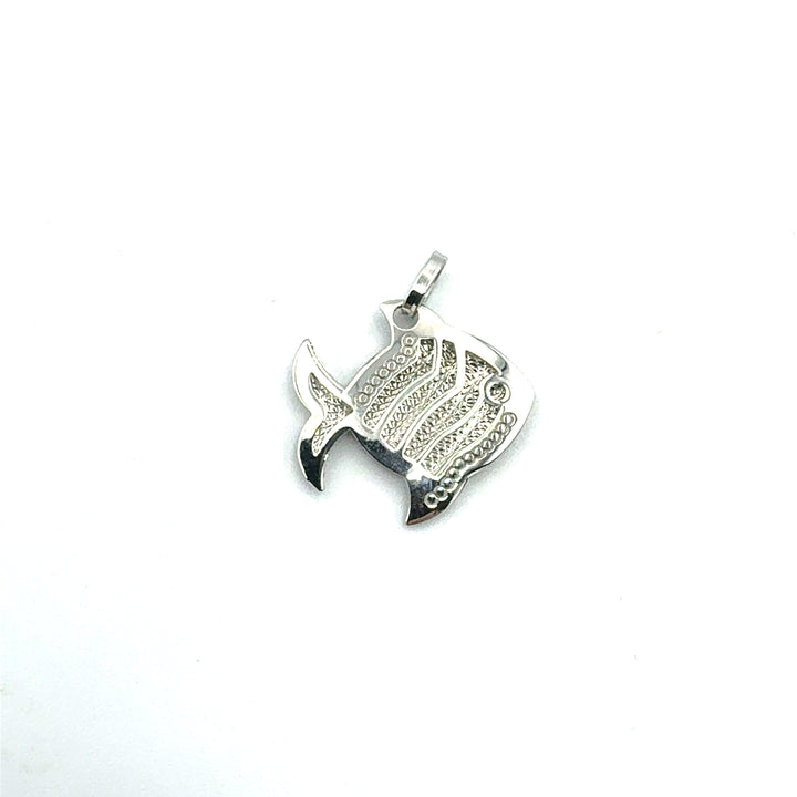 Woman Cross Pendant in White Gold and Zircons