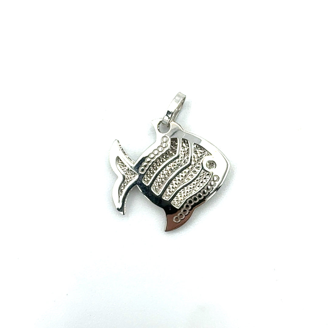 Woman Cross Pendant in White Gold and Zircons