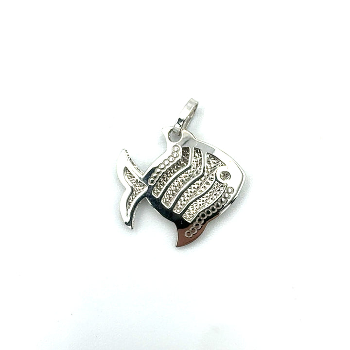 Woman Cross Pendant in White Gold and Zircons