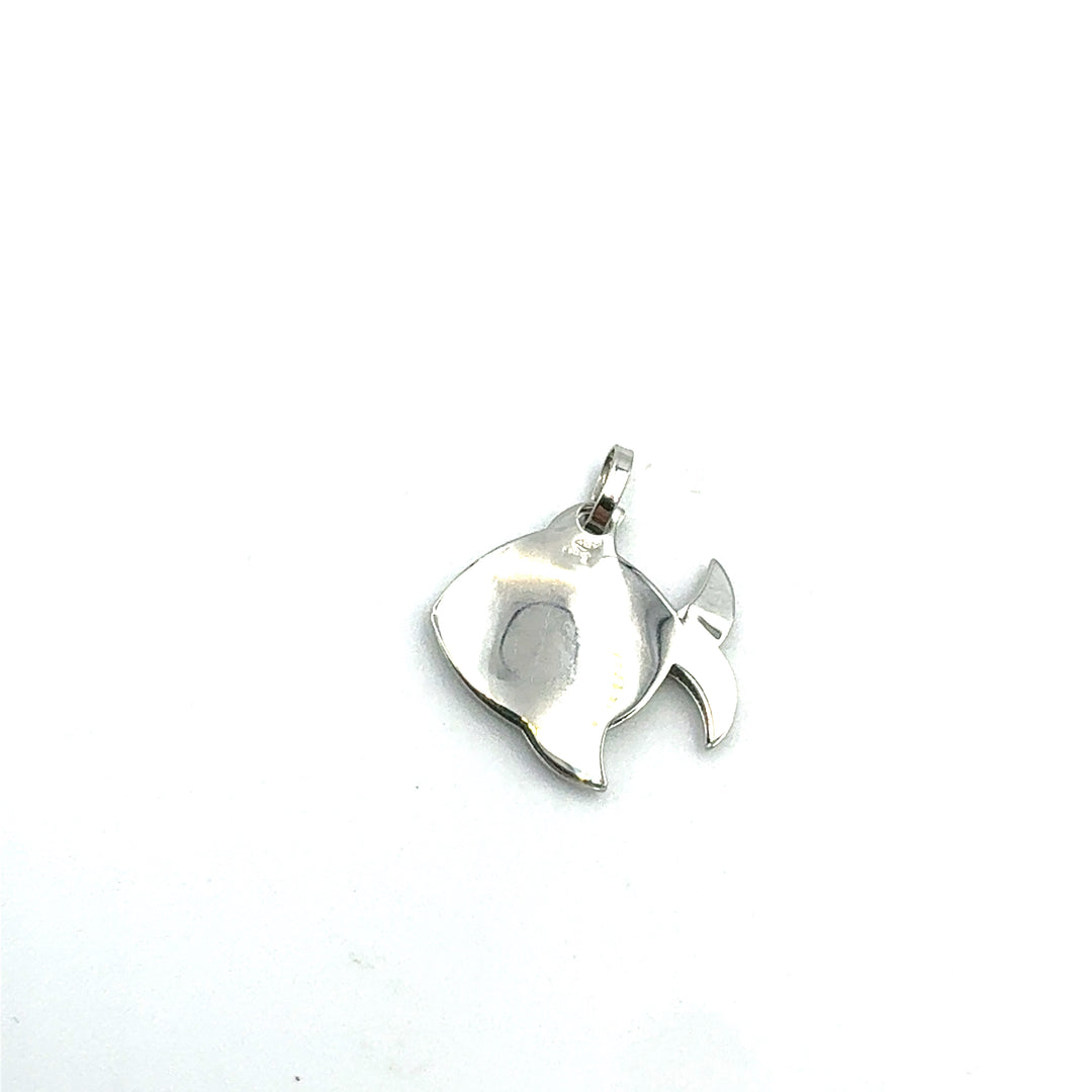 Woman Cross Pendant in White Gold and Zircons