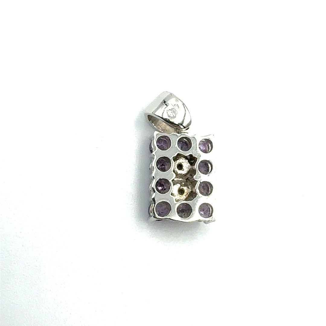 Woman Cross Pendant in White Gold and Zircons