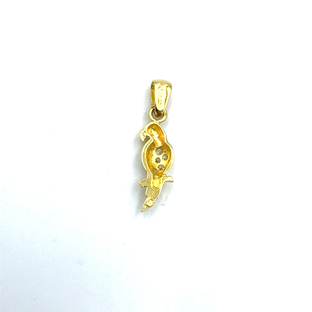 Ciondolo Pendente Pappagallo Oro Giallo