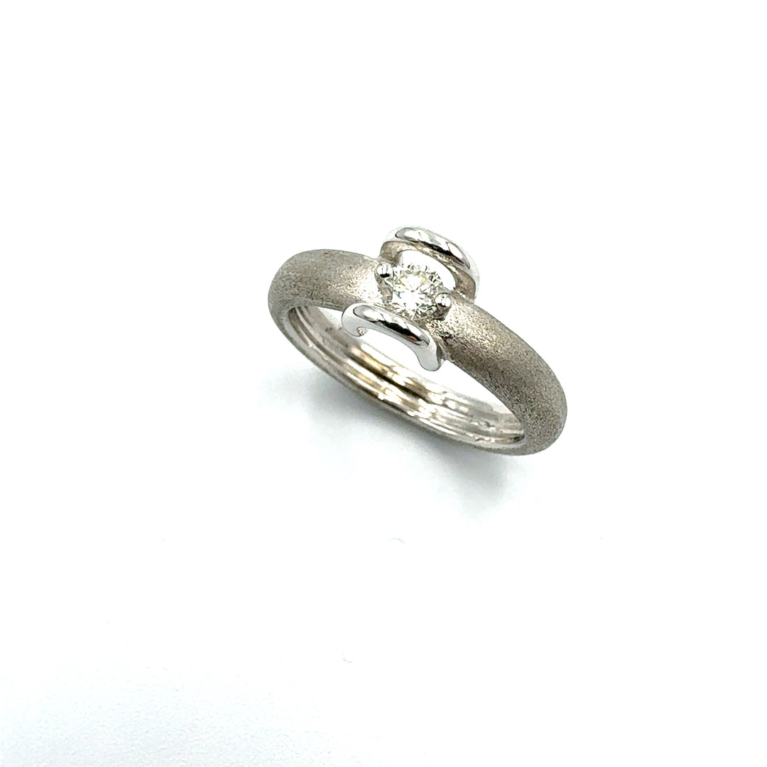 Anello Solitario  Oro Bianco