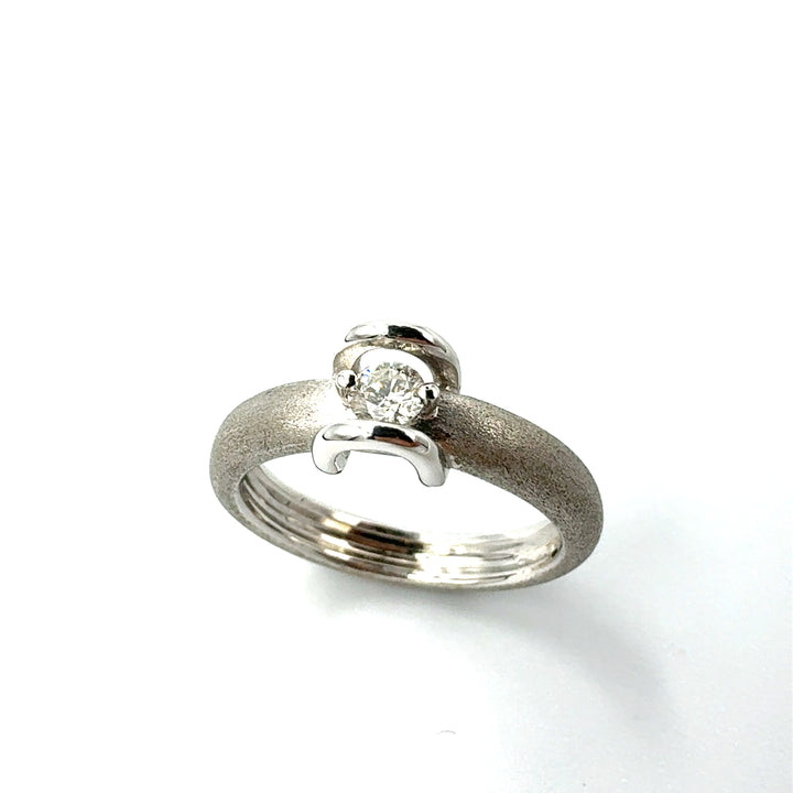 Anello Solitario  Oro Bianco
