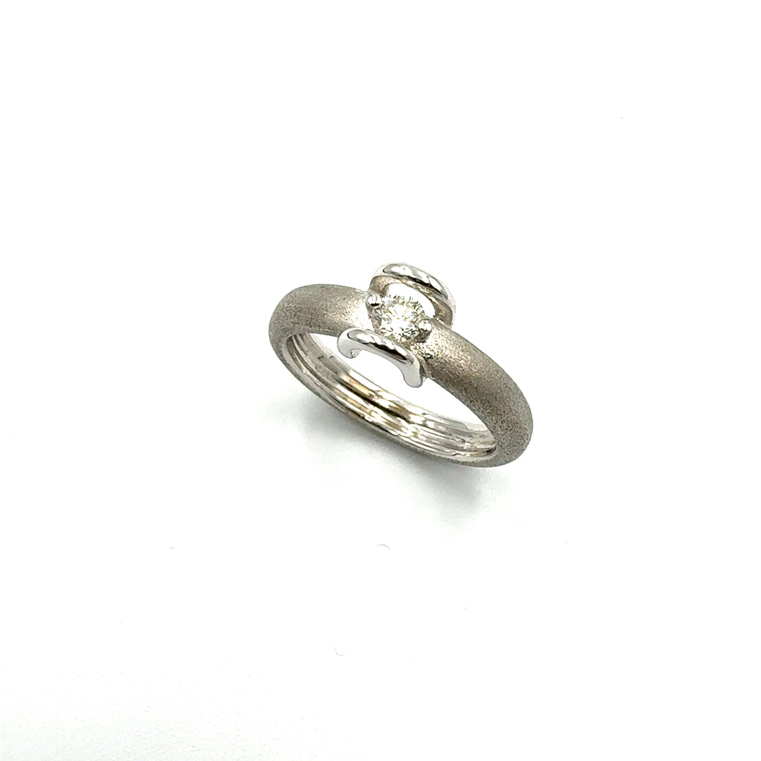 Anello Solitario  Oro Bianco