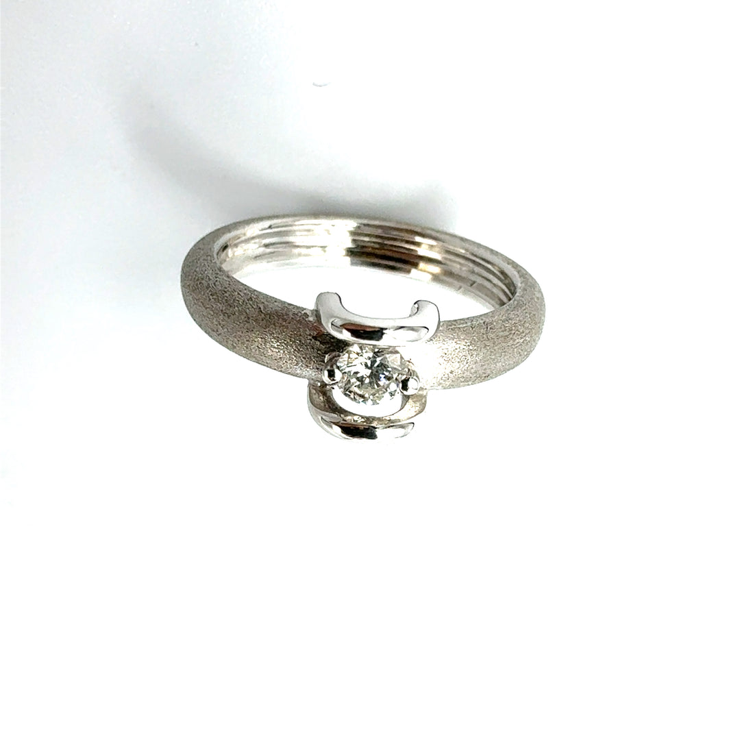 Anello Solitario  Oro Bianco