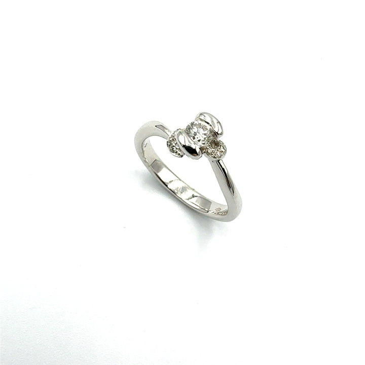 Anello Solitario  Oro Bianco