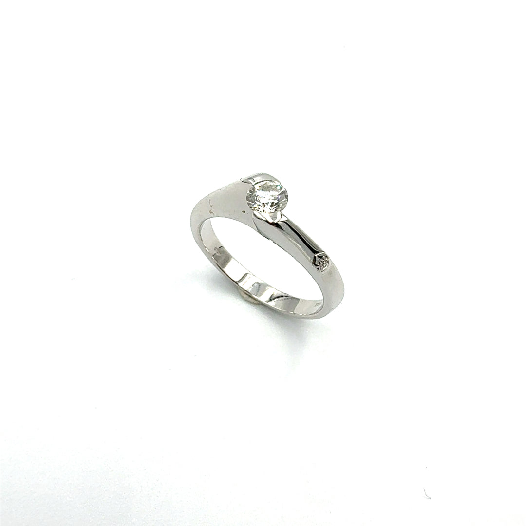 Anello Solitario  Oro Bianco