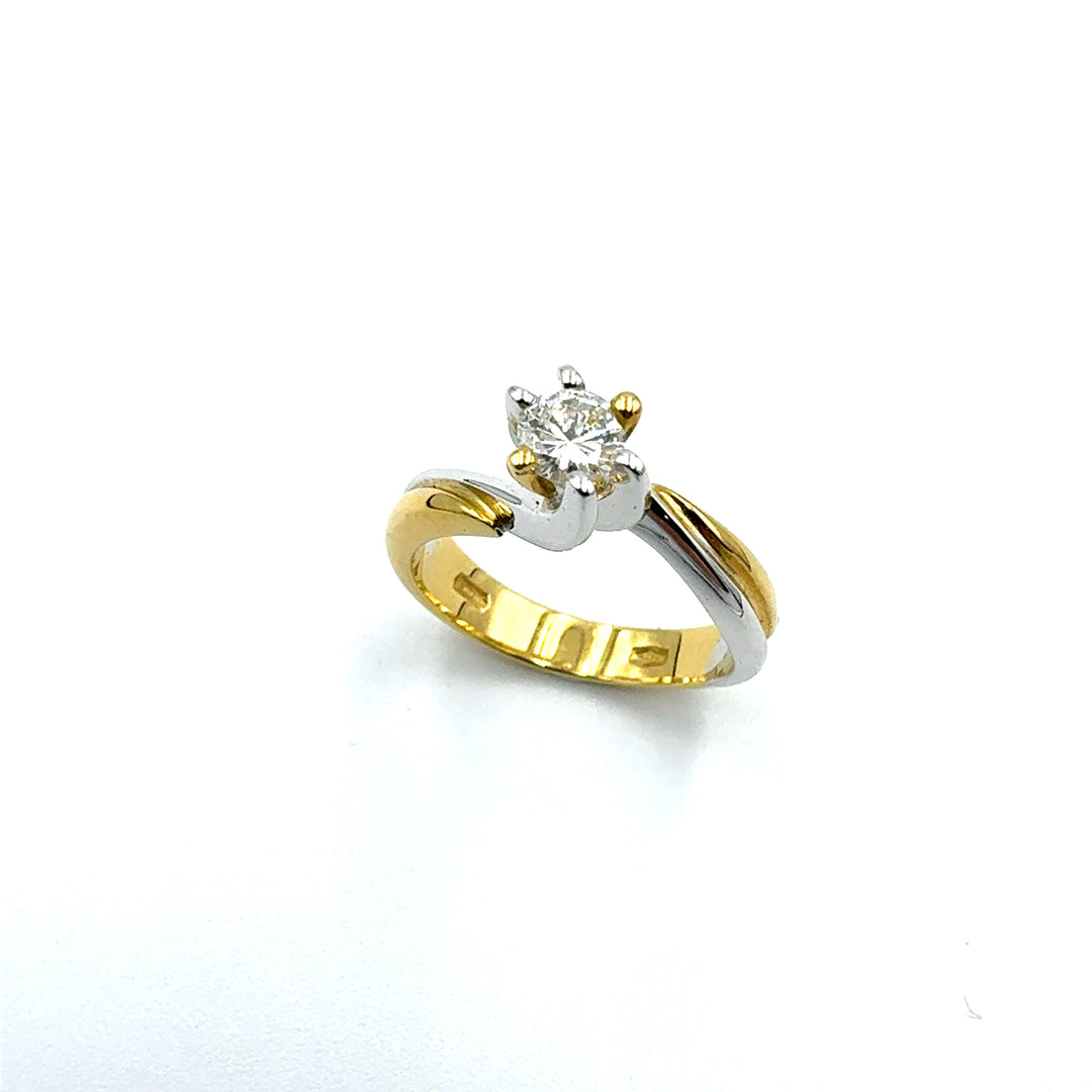 Anello Solitario  DonnaOro Bicolore