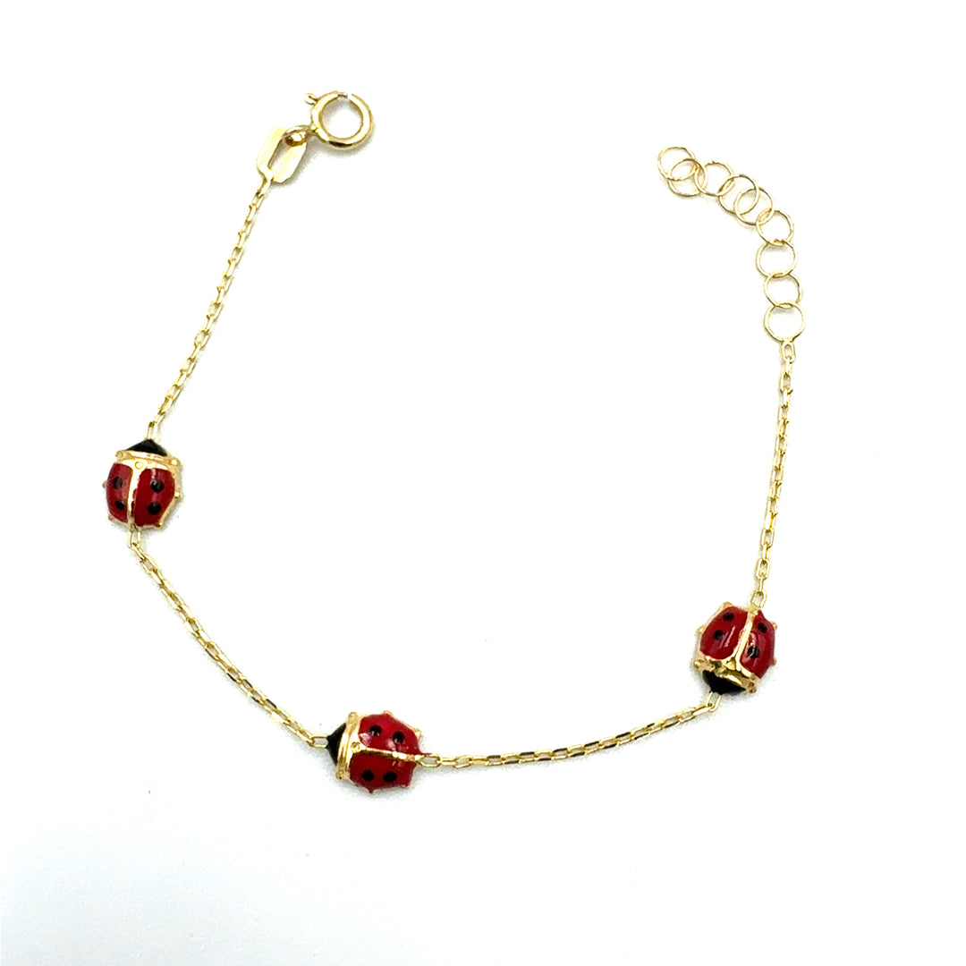 Yellow Gold Bracelet for Girls with Heart Tag