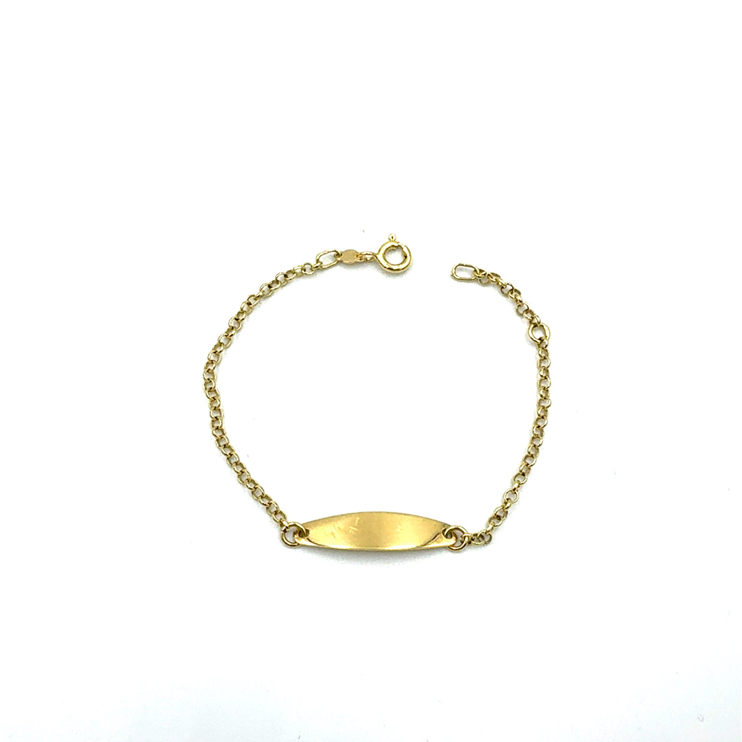 Yellow Gold Bracelet for Girls with Heart Tag