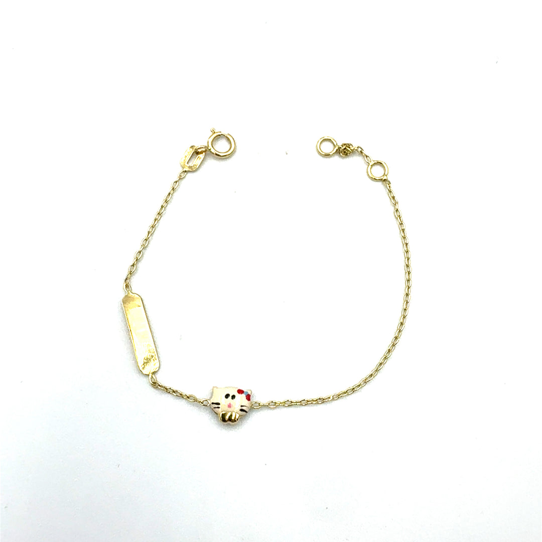 Yellow Gold Bracelet for Girls with Heart Tag