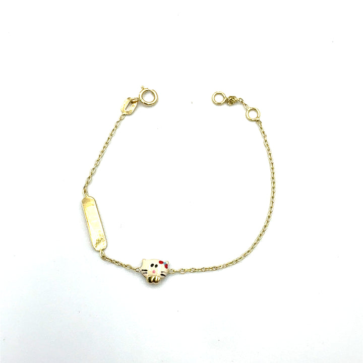 Yellow Gold Bracelet for Girls with Heart Tag