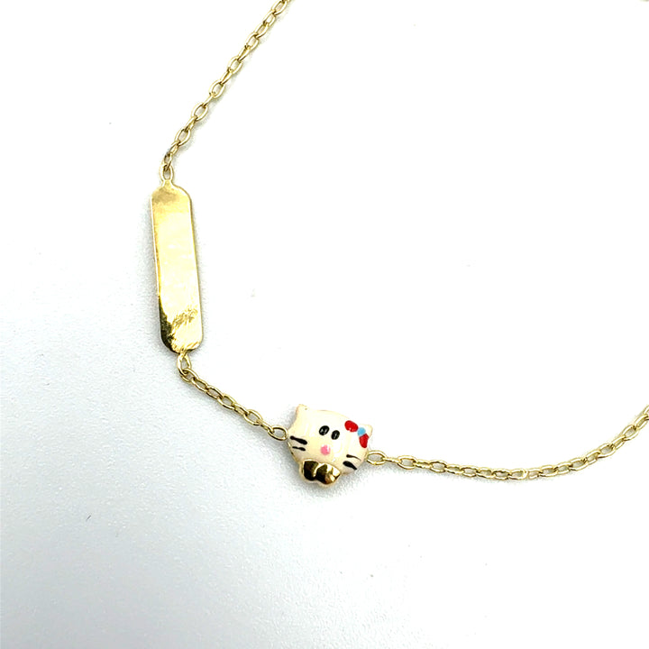 Yellow Gold Bracelet for Girls with Heart Tag