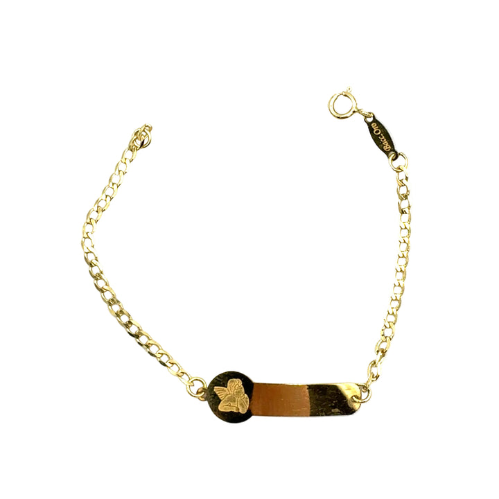 Yellow Gold Bracelet for Girls with Heart Tag