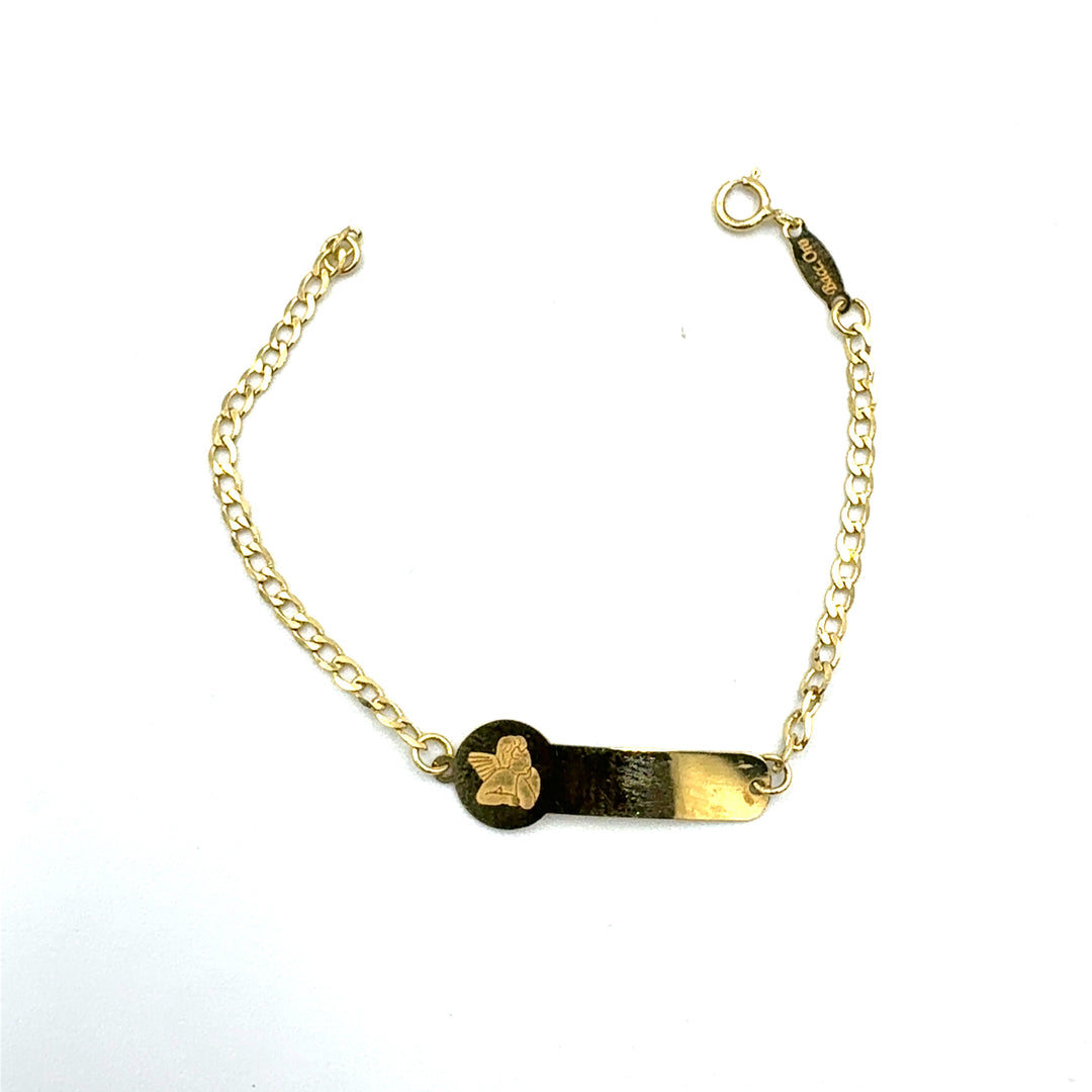Yellow Gold Bracelet for Girls with Heart Tag