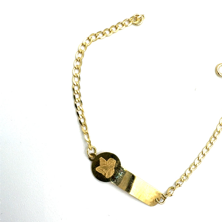 Yellow Gold Bracelet for Girls with Heart Tag