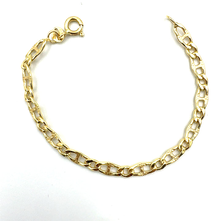 Yellow Gold Bracelet for Girls with Heart Tag
