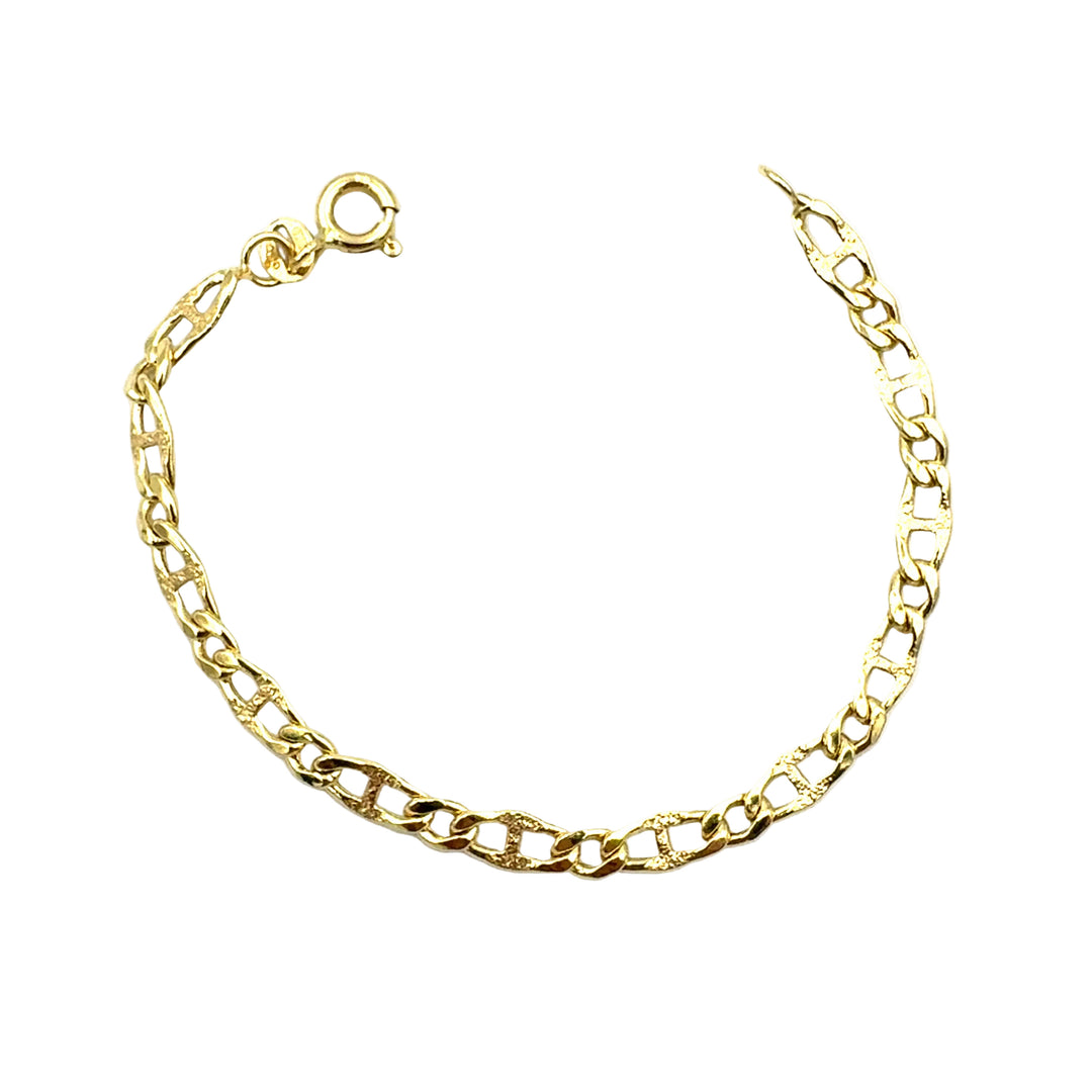 Yellow Gold Bracelet for Girls with Heart Tag