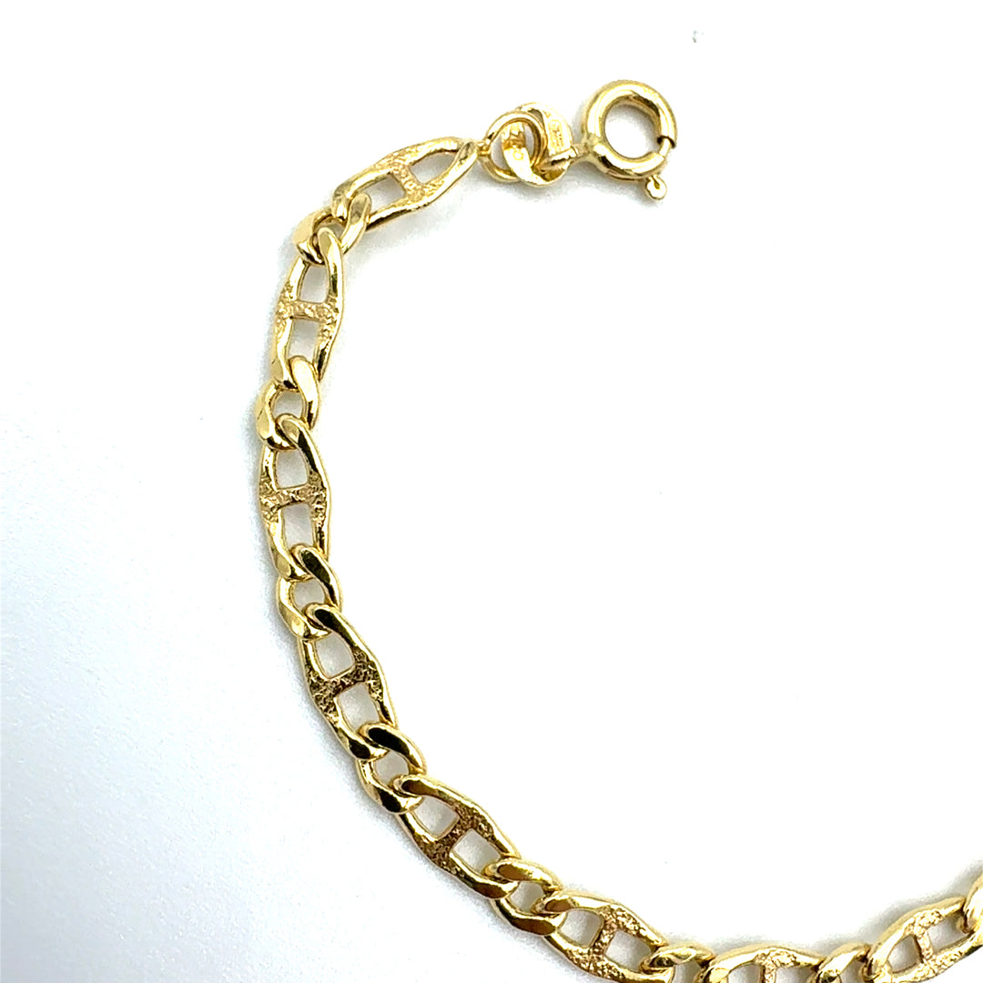 Yellow Gold Bracelet for Girls with Heart Tag