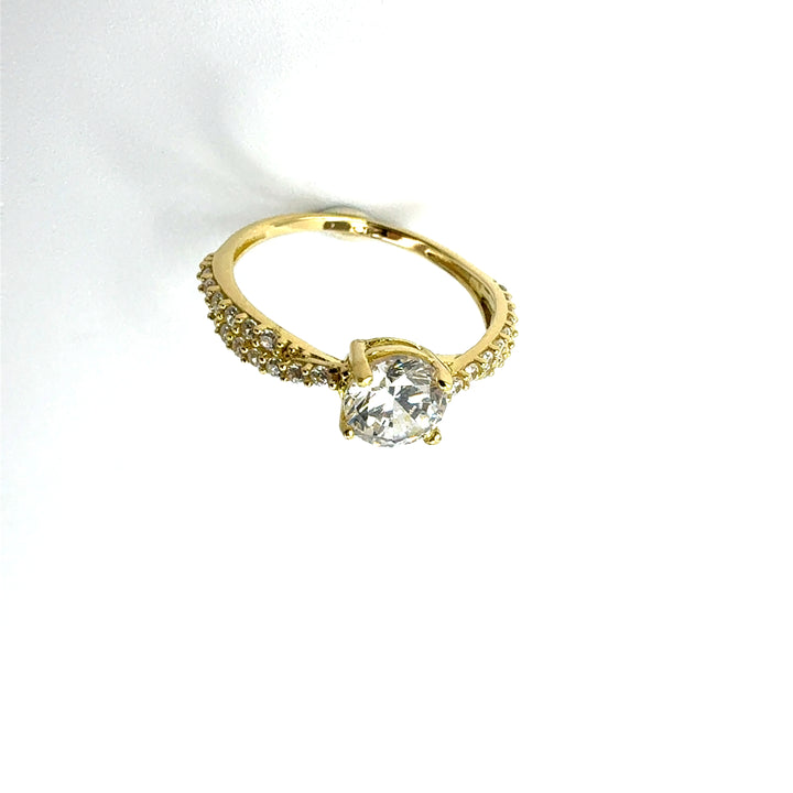 Anello  Solitario Oro Giallo  Zircone
