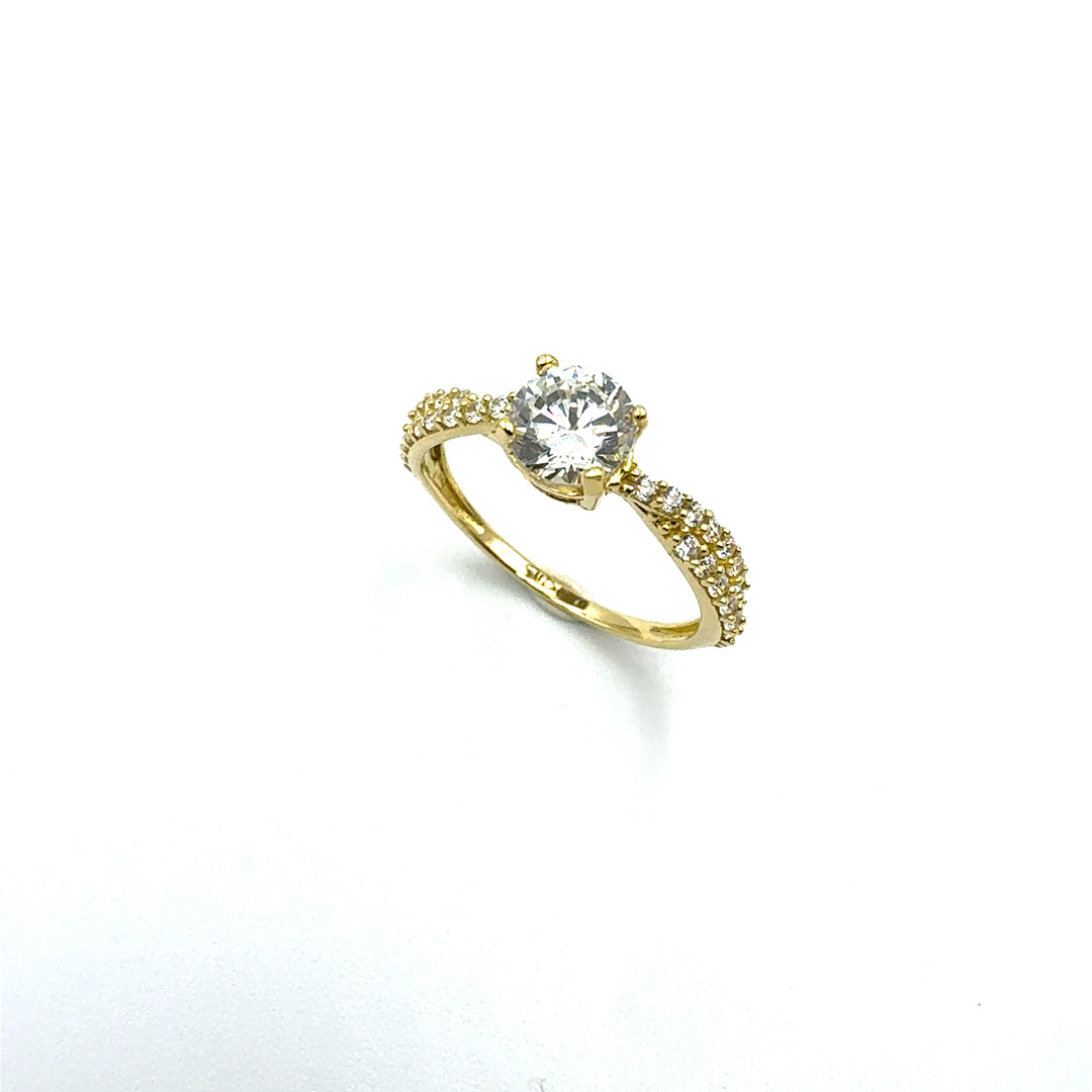 Anello  Solitario Oro Giallo  Zircone