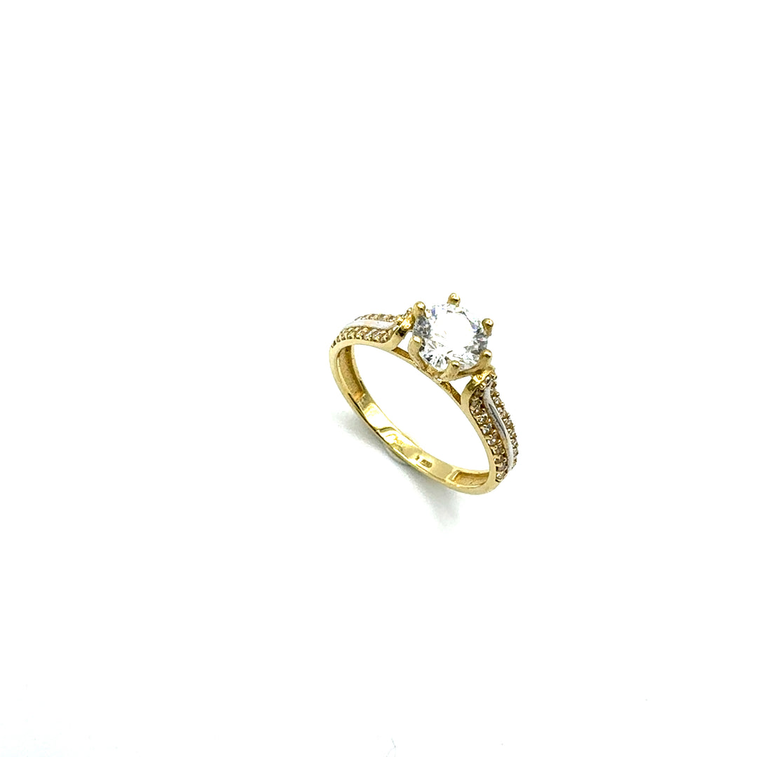 Anello  Solitario Oro Giallo  Zircone