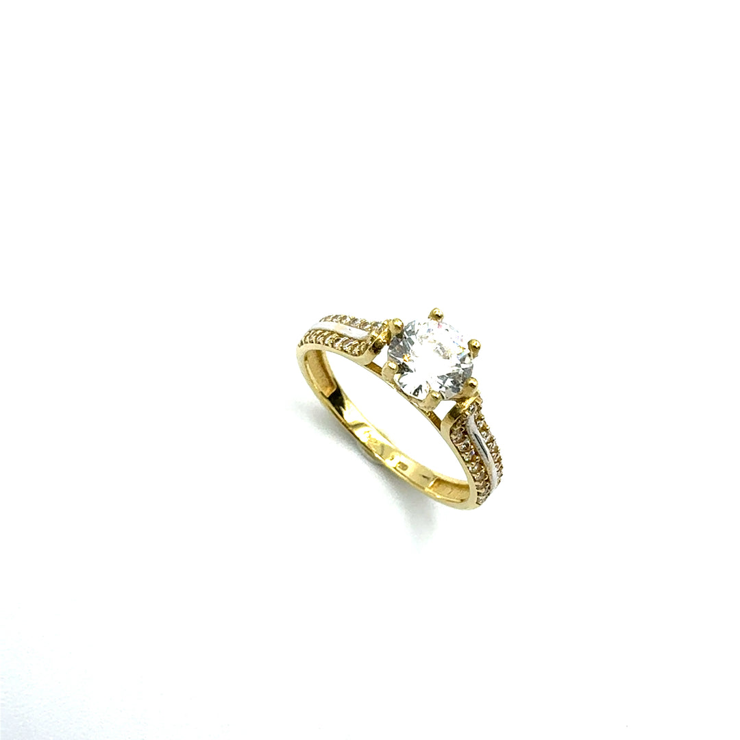 Anello  Solitario Oro Giallo  Zircone
