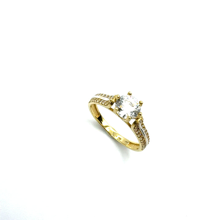 Anello  Solitario Oro Giallo  Zircone