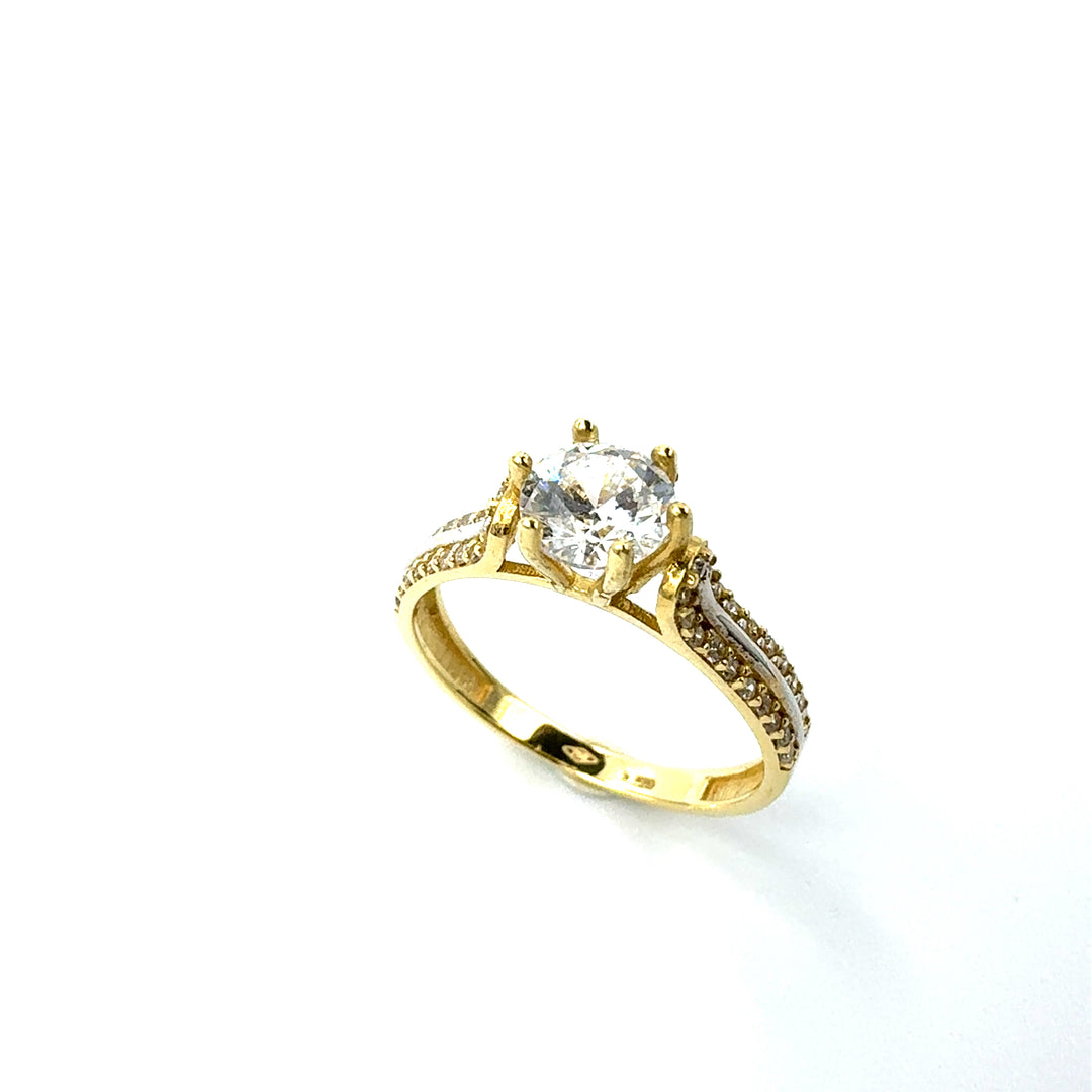 Anello  Solitario Oro Giallo  Zircone