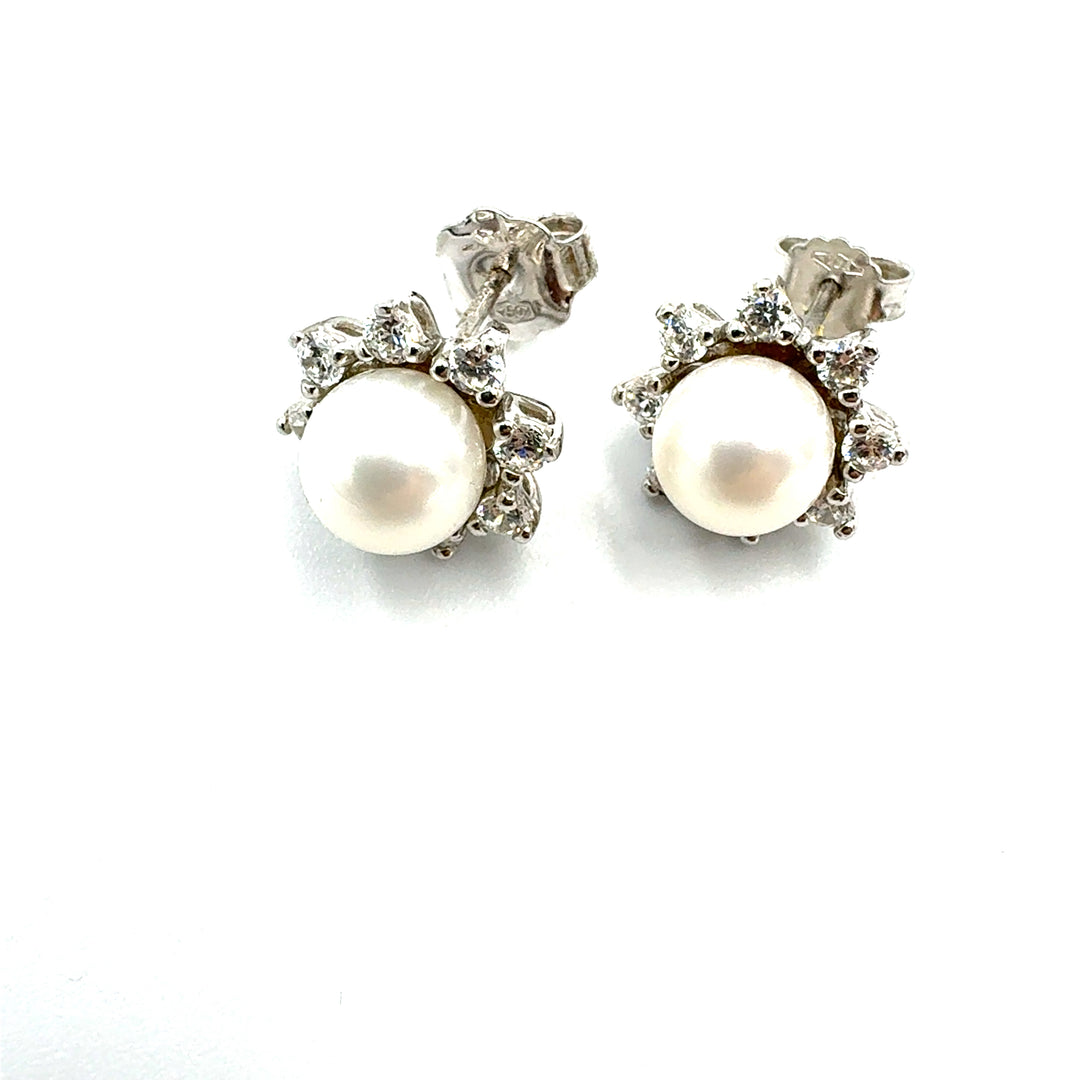 Orecchini Oro Bianco Perla