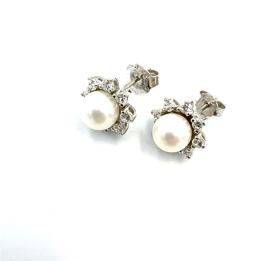 Orecchini Oro Bianco Perla