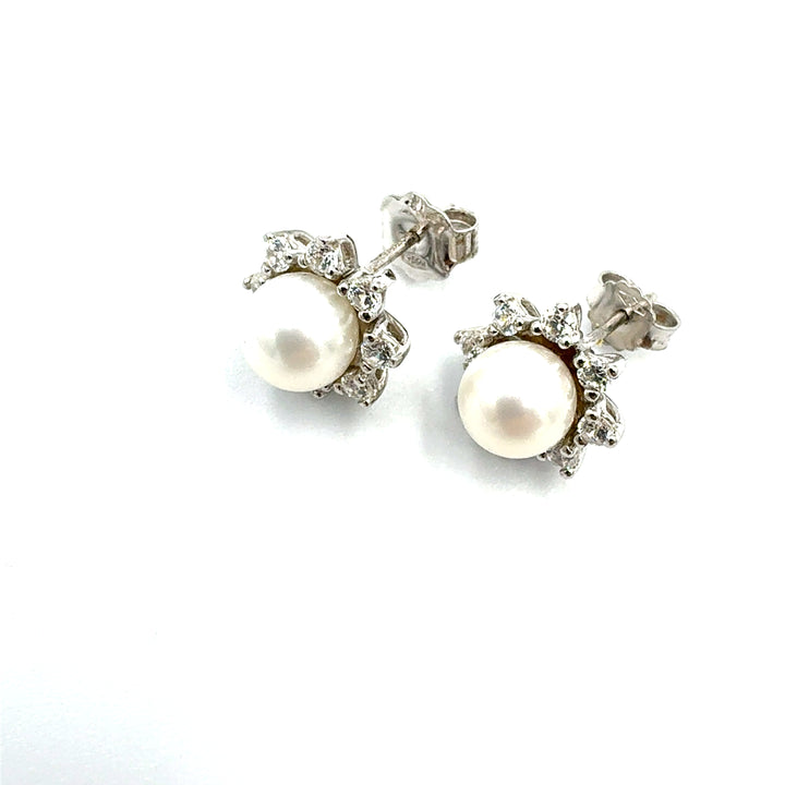 Orecchini Oro Bianco Perla